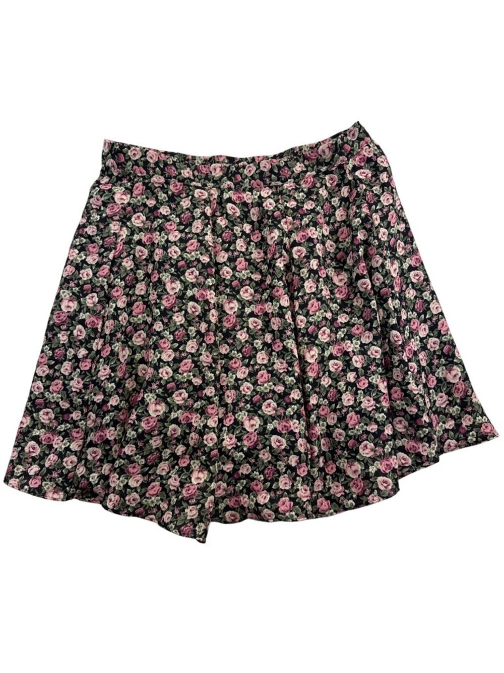 Vtg Alyn Paige Girl's 11-12 Floral Skater Skirt Pink Black Roses 90s Lightweight